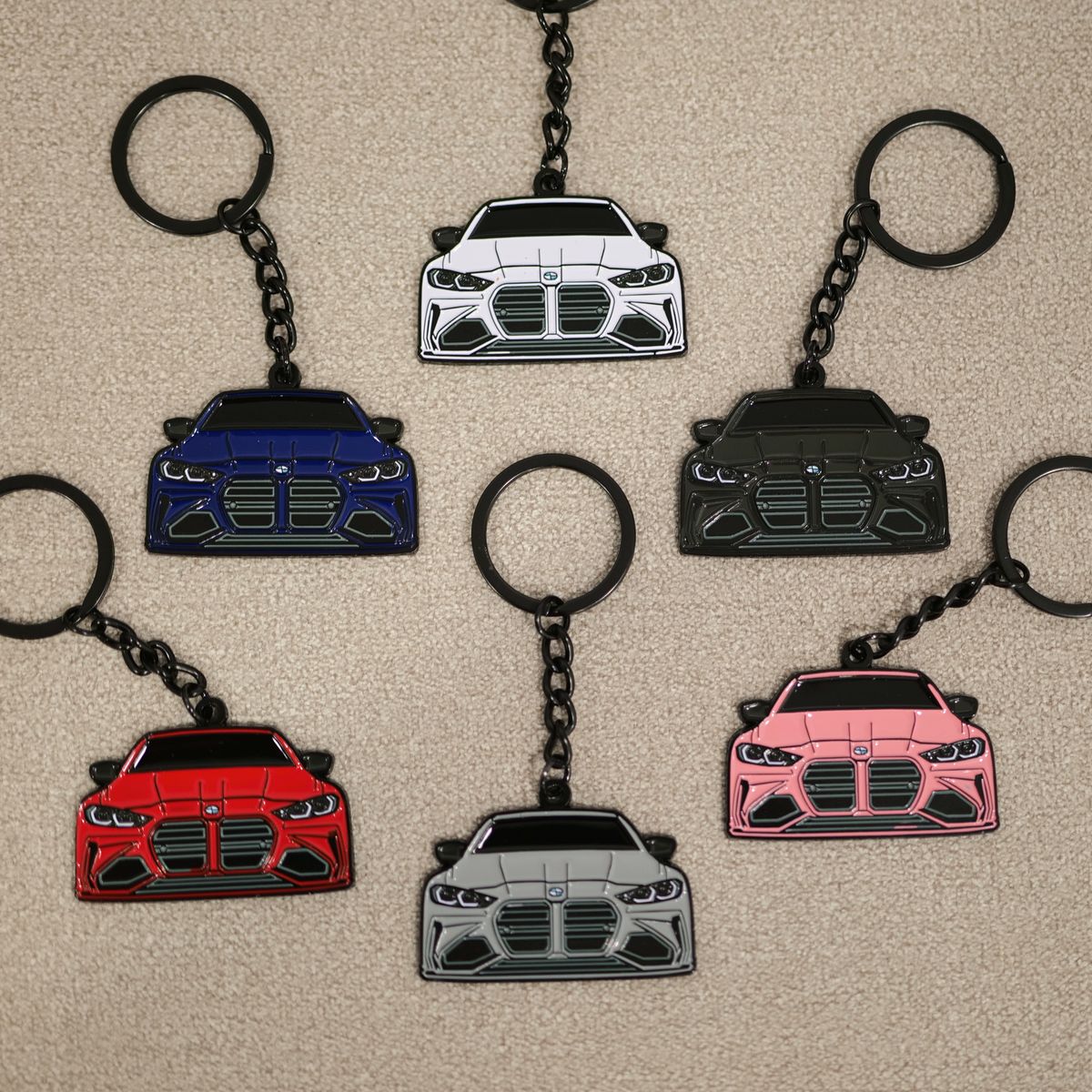 Multi-Color Car-Shaped Metal Keychain